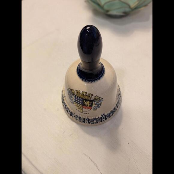 Vintage Porcelain Ceramic Bell From Germany With Accents Of Blue Cobalt! - Picture 4 of 5